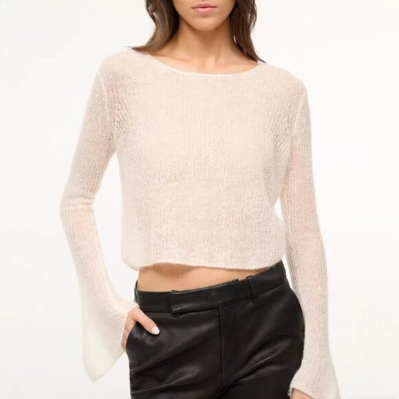 BEST STAUD Parker Sweater Ivory Cream S/L/XL Semi Sheer Knit Bell Sleeve - Picture 1 of 8